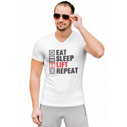 Eat Sleep Lift Repeat - Férfi V Nyakú Póló