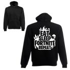 Eat Sleep Fortnite Repeat - Unisex Zipzáros Pulóver