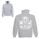 Eat Sleep Fortnite Repeat - Unisex Zipzáros Pulóver