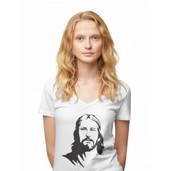 Jézus Profilkép - Női V-Nyakú Póló