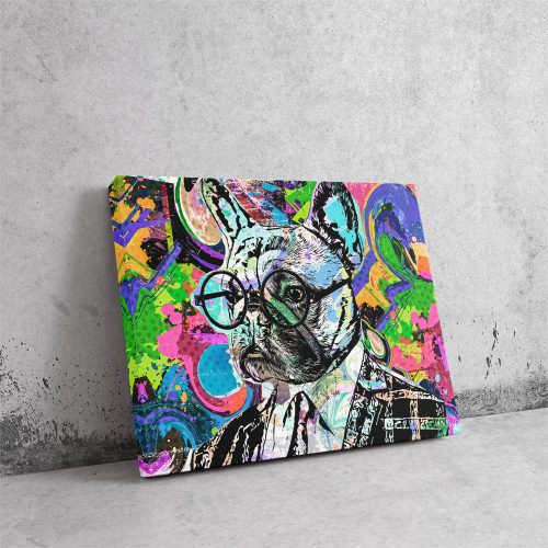 Francia Bulldog Eleganciája - Pop Art Vászonkép