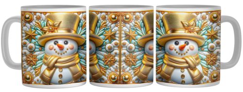 Arany Porcelán Hóember - 3D Mintás Bögre