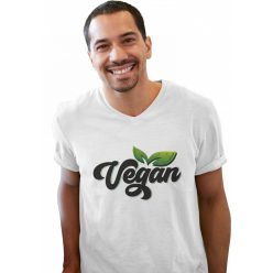 Színes Vegan logó - Férfi V Nyakú Póló